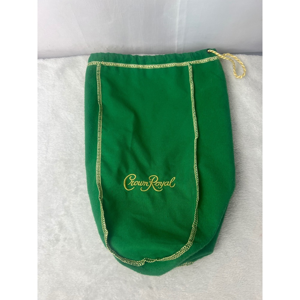 Crown Royal Green Drawstring Bag Gold Embroidery Logo Collectible Pouch 9 Inch